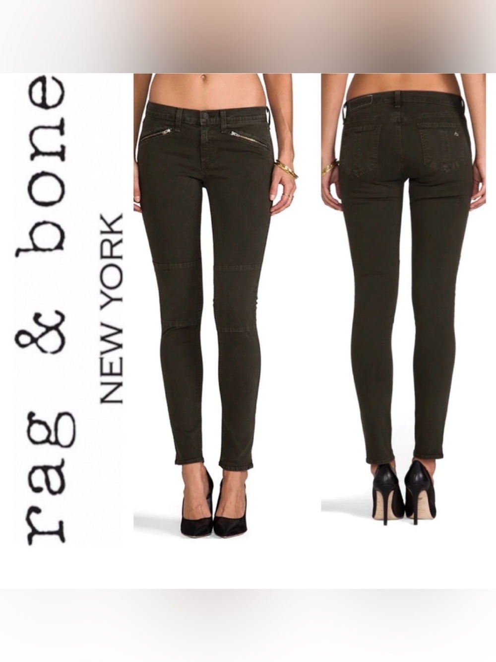 Rag & Bone Ridley Wax Black skinny moto jean - Size 30